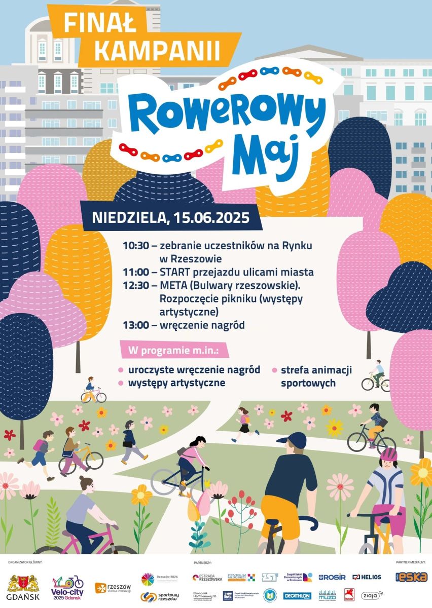 plakat promujący wydarzenie Rowerowy Maj 2025